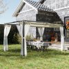 Outsunny 3 x 4 m Pergola with Retractable Roof Canopy and Netting Sidewalls, Aluminium Frame Garden Gazebo Outdoor Sun Shade Shelter for Grill, Patio, Deck, Khaki