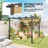Outsunny 3 x 3(m) Pergola with Retractable Roof, Aluminium Frame Garden Gazebo Canopy Outdoor Sun Shade Shelter for Grill, Patio, Deck, Khaki