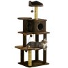 PawHut 136cm Cat Tree for Indoor Cats, Cat Tower with Scratching Posts, Hammock, Toy Ball, Cat House, Platforms - Brown