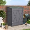 Outsunny Small Shed, Wooden Garden Shed with Flexible Table, Hooks and Ground Nails, Lockable Tool Shed with Asphalt Roof, 140 x 75 x 157cm, Grey