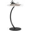 HOMCOM C Shaped Side Table, Round Bedside Table with Marble Effect Top, Modern Coffee Table Sofa End Table with Metal Frame for Living Room Bedroom Office, White