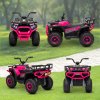 AIYAPLAY 12V Kids Electric Ride on ATV, Battery Powered Quad Bike with 4 Suspension Wheels, Forward Reverse Function, Headlights, Music, Storage Basket, for Ages 3-5 Years, Pink
