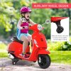 HOMCOM 6V Kids Electric Motorcycle Licensed Vespa Ride On Motorbike w/ MP3 Music LED Toy for 3-6 Years Old Red