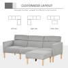 HOMCOM Upholstered 3 Seater Sofa Bed, Corner Reversible Click Clack Sofa Set, Linen-Touch Fabric Sleeper Futon with Footstool, Light Grey