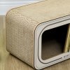 PawHut Cat Scratching Board, 2 in 1 Cat Scratcher Cardboard with Catnip, Canned Tuna Design Cat House for Indoor Kitty, Cream White
