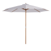 Outsunny 3(m) Garden Parasol, Pulley Operated Patio Umbrella, Wooden Parasol, Table Market Umbrella with Rope Pulley Mechanism and 8 Ribs, White