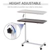 HOMCOM Height Adjustable Over Bed Table with Wheels, C Shaped Laptop Desk, Portable Hospital Bed Table for Living Room, Bedroom