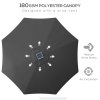 Outsunny 3(m) Solar Powered Garden Parasol with Lights, LED Lighted Deck Umbrella with 48mm Aluminium Pole, Crank, Solar Charged and USB Type-c, for Balcony, Outdoor and Lawn, Charcoal Grey