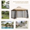 Outsunny 3 m x 3 m Garden Gazebo, Double Roof Outdoor Gazebo Canopy Shelter with Netting, Solid Steel Frame for Garden, Lawn, Backyard and Deck