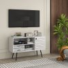 HOMCOM TV Stand Cabinet for  TVs, TV Unit with Open Shelves, Soft-close Door and Cable Holes, Entertainment Unit for Living Room