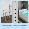 HOMCOM Portable Shower Stool, Non-Slip Shower Chair with Adjustable Height and EVA Cushion, Rust-Free Aluminium Bath Chair for Elderly, Disabled, Light Blue