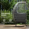 Outsunny Oversized Garden Egg Chair, Outdoor Wicker PE Rattan Chair with Thickened Padded Cushions and Pillows for Balcony, Porch, Charcoal Grey