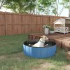 PawHut Foldable Dog Paddling Pool Pet Cat Swimming Pool Indoor/Outdoor Collapsible Summer Bathing Tub Shower Tub Puppy Washer (100 x 30H cm, Blue)