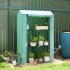 Outsunny 3 Tier Mini Greenhouse with Reinforced PE Cover, Portable Small Greenhouse with Roll-Up Door, 100 x 40 x 150cm, Green