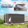 Outsunny 11.3 x 9.2ft Lean to Metal Garden Shed with Double Sliding Doors, Outdoor Galvanised Tool Storage House with 2 Air Vents, Grey
