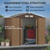Outsunny 7 x 4ft Metal Garden Shed, Outdoor Storage Tool House with Ventilation Slots, Foundation Kit and Lockable Double Doors, Light Brown