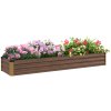 Outsunny Galvanised Raised Bed for Garden, Rectangular Outdoor Elevated Planter Box with Safety Edging and Open Bottom for Growing Flowers, Herbs and Vegetables, 240 x 60 cm, Dark Brown