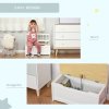 HOMCOM 2 In 1 Wooden Toy Box, Kids Seat Bench Storage Chest Cabinet Organiser w/ Safety Pneumatic Rod, 60 x 30 x 50cm - White