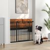 PawHut Dog Gate Stair Gate Pressure Fit Pets Barrier Auto Close for Doorway Hallway, 74-100cm Wide Adjustable, Black