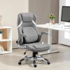 Vinsetto High Back Executive Office Chair, Fabric Office Desk Chair with Flip-up Armrests, Adjustable Lumbar Support and Tilt Function, Grey