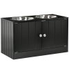 PawHut Raised Dog Bowls for Large Dogs Pet Feeding Station w/ Stand, Storage, Two Stainless Steel Bowls - Black
