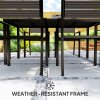 Outsunny 7 Piece Garden Furniture Set, 160 x 80 cm Rectangle Table and 6 Stackable Chairs Set, Outdoor Dining Set for Balcony, Deck, Dark Brown