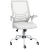 Vinsetto Mesh Office Chair with Flip-up Armrest, Swivel Computer Chair with Lumbar Support, Adjustable Height, Tilt Function for Home/Office, White