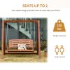 Outsunny 2 Seater Outdoor Garden Swing Chair Wooden Hammock Bench for Porch Patio Yard