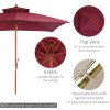 Outsunny 3 x 3(M) Garden Parasol Umbrella Sunshade, Outdoor Wooden Parasol with Double Tier Canopy, Wine Red