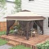 Outsunny 3.6 x 3.6 m Pop up Gazebo with Netting and Wheeled Carry Bag, UPF50+ Height Adjustable Party Tent Instant Canopy Sun Shade Shelter, Khaki