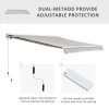 Outsunny 3 x 2.5m Electric Garden Door Awning Half Cassette Outdoor Retractable Canopy Patio Shelter w/ Remote Controller Cream White