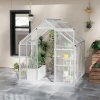 Outsunny 6 x 6ft Polycarbonate Greenhouse, Walk-In Greenhouse with Sliding Door, Adjustable Window, Aluminium Frame and Foundation, Garden Grow House with Rain Gutter, Silver