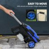 Outsunny 1800W High Pressure Washer, 150 Bar Pressure, 420 L/h Flow, Portable Power Washer Jet Wash Cleaner with Adjustable Nozzle, 6M Hose, Steel Handle for Home Patio Car Driveway, Blue