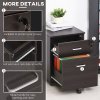 Vinsetto 2-Drawer Locking Office Filing Cabinet w/ 5 Wheels Rolling Storage Hanging A4 Cupboard Home Organisation Black Wood Grain