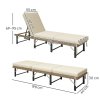Outsunny Folding Rattan Sun Lounger, 6-Level Adjustable Garden Lounger Recliner with Cushion, Outdoor Reclining Sunbed, Garden Chair with Steel Frame for Patio, Beach, Terrace, Natural