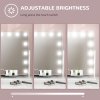 HOMCOM Hollywood Vanity Mirror with Lights, Large 63x50 cm Lighted Makeup Mirror with 3 Colour, 14 LED Bulbs, 10X Magnifying, USB Charging Port, Phone Holder, 360?? Rotation, Touch Screen