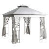 Outsunny 3(m) x 3(m) Garden Gazebo, Double Roof Outdoor Gazebo Canopy Shelter with Netting, Solid Steel Frame, for Garden, Lawn and Deck, Light Grey