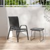 Outsunny Garden Bistro Set, 3 Piece Garden Furniture Set with Stackable Armchairs and SPC Board Coffee Table, Bistro Table and Chairs with Texteline Seats for Balcony, Porch, Black