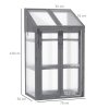 Outsunny Wooden Cold Frame Polycarbonate Greenhouse with Openable Top Cover and Double Door, Grow House for Flower, Vegetable and Plants, 70 x 50 x 120cm, Grey