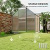 Outsunny Polycarbonate Greenhouse, Small Greenhouse with Adjustable Roof Vent, Garden Green House with Galvanised Base, Sliding Door and Rain Gutter,  192.5 x 131 x 200 cm, Silver Tone