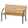 Outsunny Wooden Garden Bench Park Chair 2 Seater Love Seat Chair Outdoor Patio Porch Furniture w/ Sturdy Steel Frame