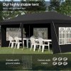 Outsunny 3 x 6m Garden Pop Up Gazebo, Height Adjustable Marquee Party Tent with Sidewalls, Storage Bag, Black