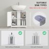 kleankin 60x60cm Under-Sink Storage Cabinet w/ Adjustable Shelf Handles Drain Hole Bathroom Cabinet Space Saver Organizer White