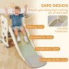 AIYAPLAY 3-in-1 Kids Slide, Foldable Dinosaur Shape Toddler Slide with Climber, Basketball Hoop and Ball, Indoor Playground Equipment for Ages 2-5, Cream White