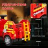 AIYAPLAY Ride on Fire Truck, 12V Kids Electric Car with Sirens, Flashing Lights, Firefighting Tools, Music, Horn, Slow Start, Gift for Boys and Girls, Red