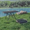 Outsunny 3 ft Folding Camping Table w/ Adjustable Heights, Portable Lightweight Outdoor Folding Picnic Table with Metal Mesh Desktop & Aluminium Legs for Picnic, Garden, Party, Black