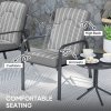 Outsunny 3-Piece Patio Bistro Set, 5-Position Adjustable Recliner Garden Chairs and Tempered Glass Table, Garden Furniture Set with Cushions, High Back, Armrests, Metal Frame for Balcony Patio, Grey