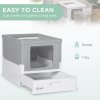 PawHut Cat Litter Tray with Hood Enclosed Cat Litter Box Pet Toilet w/ Lid, Scoop, Front Entry, 47.5 x 35.5 x 36.7cm - Grey