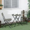 Outsunny 3 Pieces Rattan Bistro Set, Wicker Folding Garden Furniture Set with Coffee Table and Chairs for Outdoor, Patio, Balcony, Grey