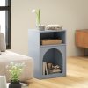 HOMCOM Bedside Table, Modern Bedside Cabinet with 2 Open Compartments and Unique Arch Design, Side Table for Living Room, Bedroom, Grey